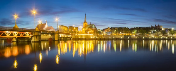 Malam Panorama Kota Tua Szczecin Polandia — Stok Foto