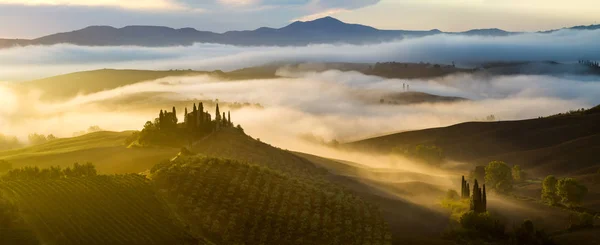 Scenic View Tuscan Landscape Sunrise Pienza Italy — Stock Photo, Image