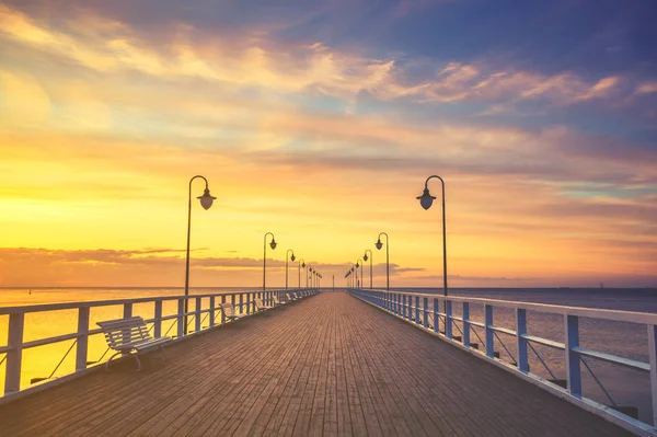 Jetty Baltic Sea Sunset Winter — Stock Photo, Image