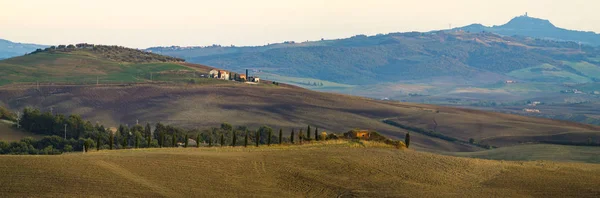 Vista Panoramica Del Paesaggio Toscano All Alba Pienza Italia — Foto Stock