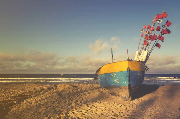 Vista Panorámica Los Barcos Pesca Orilla Del Mar Báltico — Foto de Stock