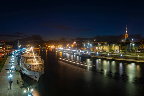 Szczecin Pologne Décembre 2018 Vue Panoramique Ville Szczecin Nuit — Photo