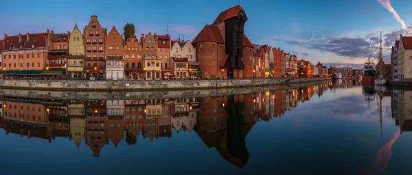 Panoramiczny Widok Stare Miasto Gdask Zachodzie Słońca — Zdjęcie stockowe