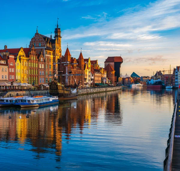 Vista Panoramica Della Città Vecchia Gdask Tramonto — Foto Stock