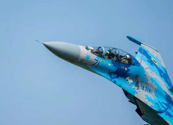 Radom Polska Sierpień 2018 Samolot Myśliwski Ukraińskich Sił Powietrznych Podczas — Zdjęcie stockowe