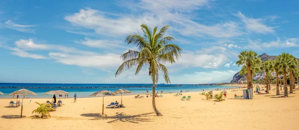 Tenerife kumlu plaj doğal görünümü