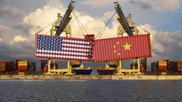 Concept of trade confrontation between China and USA