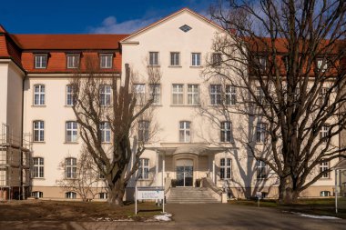Lausitz, Almanya - Şubat 2019: Almanya sınırına yakın Lausitz Forst klinikte 