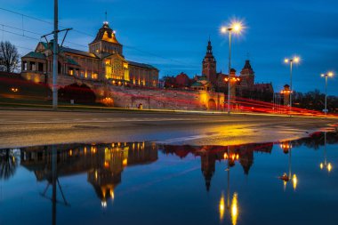 Yansıma ıslak yolda şekillendirme Szczecin anıtlar