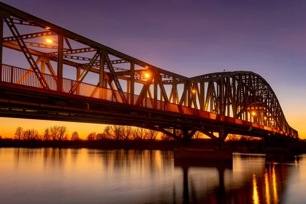 Ponte Capriate Ferro Tramonto — Foto Stock