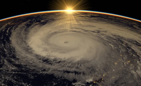 Τυφώνας Ορατό Πάνω Από Δορυφορική Άποψη Στοιχεία Του — Φωτογραφία Αρχείου