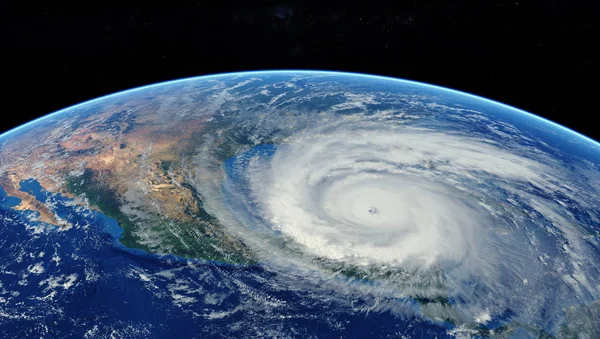 Τυφώνας Πλησιάζει Στην Αμερικανική Ήπειρο Που Είναι Ορατό Πάνω Από — Φωτογραφία Αρχείου