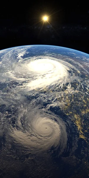 Huracán Visible Sobre Tierra Vista Satelital Elementos — Foto de Stock