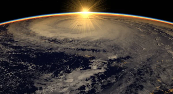 Kasırga Dünya'ya uydu görüntüsü görünür. T unsurları