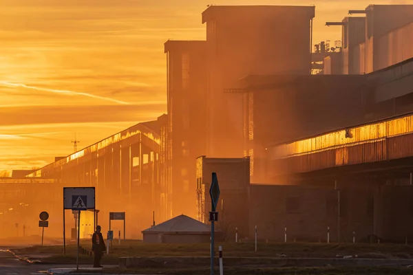 Ancienne Usine Chimique Coucher Soleil — Photo