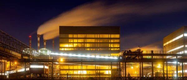 Stor Kemisk Fabrik Natten — Stockfoto