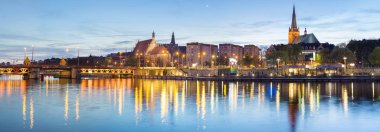 Gece Panoraması Old Town, Szczecin, Polonya