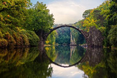 Devils Bridge içinde Kromlau, Bahar parkta Blooming orman gülleri 