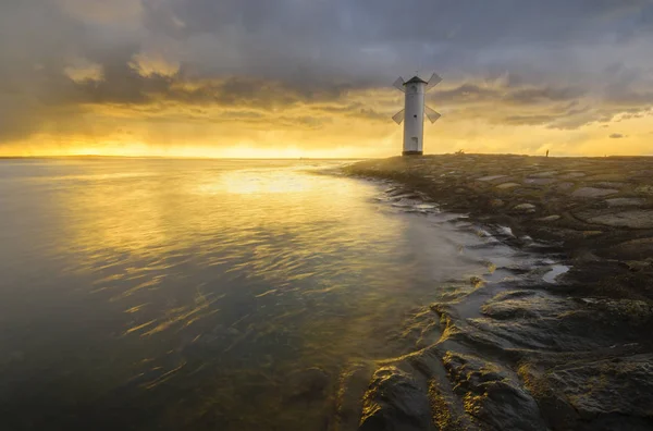 Větrný Mlýn Swinoujscie Ostrově Usedom Baltském Moři Polsko — Stock fotografie