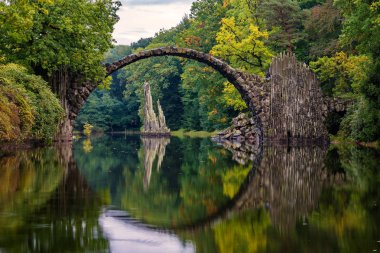 Devils Bridge içinde Kromlau, Bahar parkta Blooming orman gülleri 