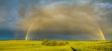 manzara görünümü gökkuşağının üzerinde bulutlar şehir dışında ve kırsal alan 