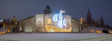 Szczecin, Polonya-Ocak 2018: Hak teraslar halinde Szczecin içinde kazanmak