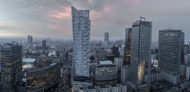 Varşova, Polonya-Aralık 2016: Varşova şehir merkezinin panoramik görünüm 