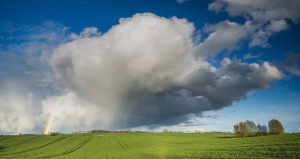 Spring storm, the rain and the rainbow — Stock Photo, Image