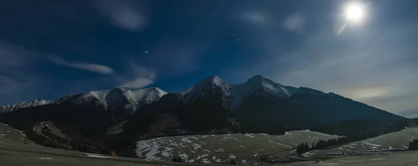 Night in the mountains, Tatra Mountains illuminated by the full moon