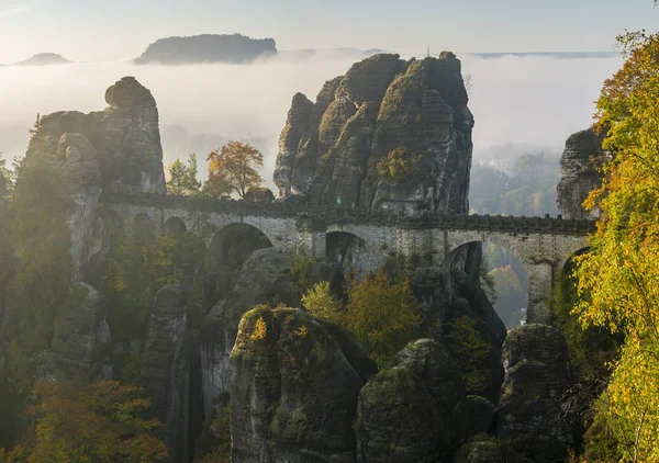 Bastei Brücke Nationalpark Sächsische Schweiz Deutschland — Stockfoto