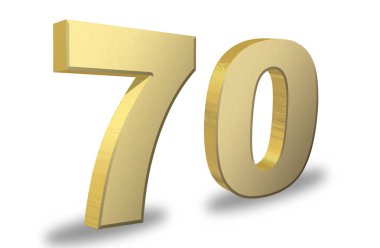 Altın sayı 70 beyaz arka plan üzerinde tasarım 