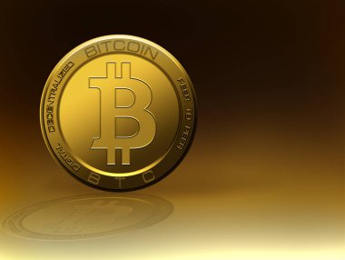 Tek çizgi cryptocurrency sikke kahverengi zemin üzerinde