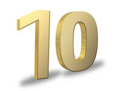 10 altın 3d render sembol