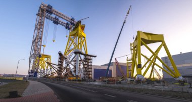 Szczecin, Polonya-Şubat 2017:factory offshore rüzgar çiftlikleri Stiglitz'e üreten