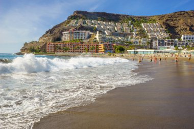 Playa del Cura, güzel plaj yakınındaki playa Amadores, Porto Riko kasaba, Gran Canaria, Kanarya Adaları. İspanya