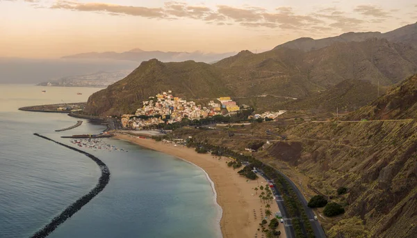 Costa Tenerife Contra Água Mar Pôr Sol — Fotografia de Stock