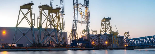 Szczecin Poland February 2017 Factory Producing Foundations Offshore Wind Farms — Stock Photo, Image