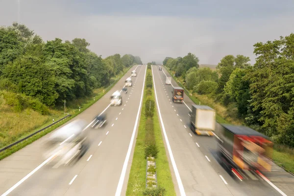 Intensive Traffic German Motorway Morning Fog — Stock Photo, Image