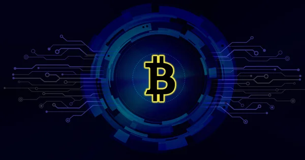 Kryptowaluta Bitcoin Pojęcie Sieci Przepływu Waluty — Zdjęcie stockowe