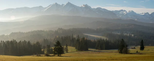 Zimowa Panorama Tatr Wysokich Polsce — Zdjęcie stockowe