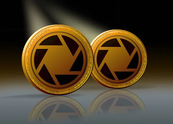 Two Virtual Kodakcoin Coins Virtual Vision New Cryptocurrency Issued Kodak — Stock Photo, Image