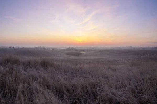 Осень Утром Поле Панорама — стоковое фото