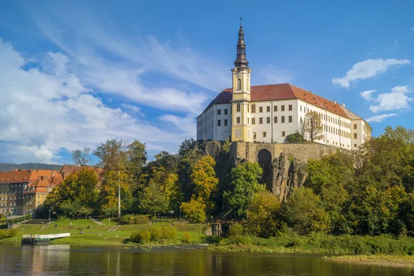 Castillo Decin Sobre Elba República Checa — Foto de Stock