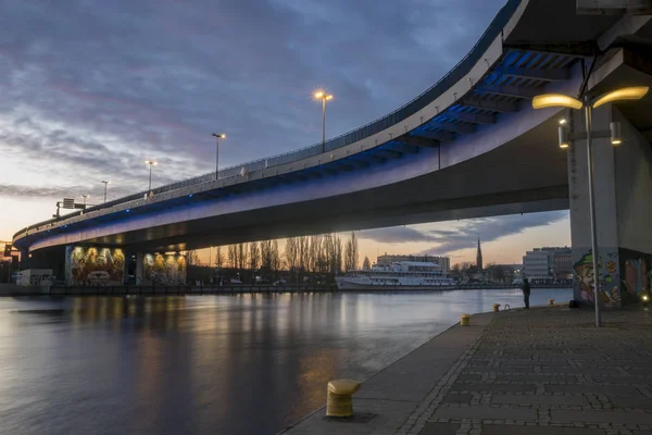 Szczecin Polen December 2017 Bridge Del Sträckan Slott Borst Mot — Stockfoto