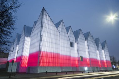 Szczecin, Polonya - Şubat, 2017: modern Mieczyslaw Karlowicz Filarmoni Polonya Szczecin şehirde Kuyu yapımı