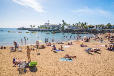 Playa del Mogan, Puerto de Mogan - Gran Canaria, Kanarya Adaları, güzel bir plaj. İspanya