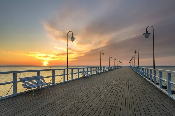 Wooden Pier Baltic Sea Gdynia Orlowo Poland — Stock Photo, Image