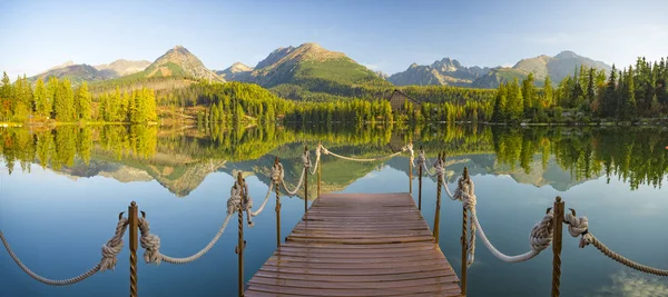 Vysokým Rozlišením Panorama Horské Jezero Tatrách Štrbské Pleso Slovensko — Stock fotografie