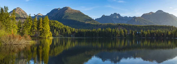 Ανατολή Ηλίου Πάνω Από Λίμνη Βουνό Στα Όρη Tatra Της — Φωτογραφία Αρχείου