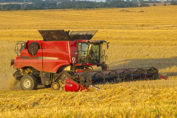 Combine Harvester agricultura máquina de colheita dourado maduro whe — Fotografia de Stock